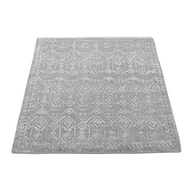 Wool and Silk Wool & Silk Hand Knotted Rug Grey No Border 2.0X2.1 -O078021