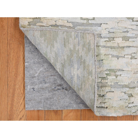 Modern and Contemporary Wool & Silk Hand Knotted Rug Beige No Border 2.0X2.0 -O078022