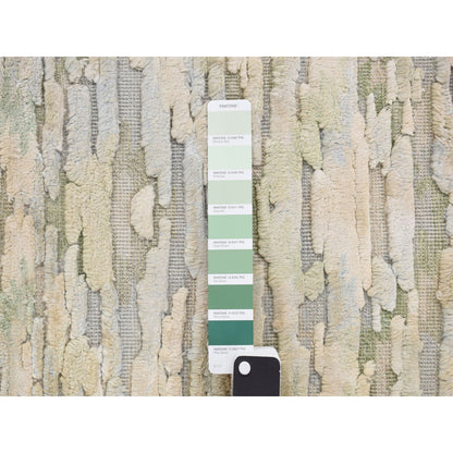 Modern and Contemporary Wool & Silk Hand Knotted Rug Beige No Border 2.0X2.0 -O078022