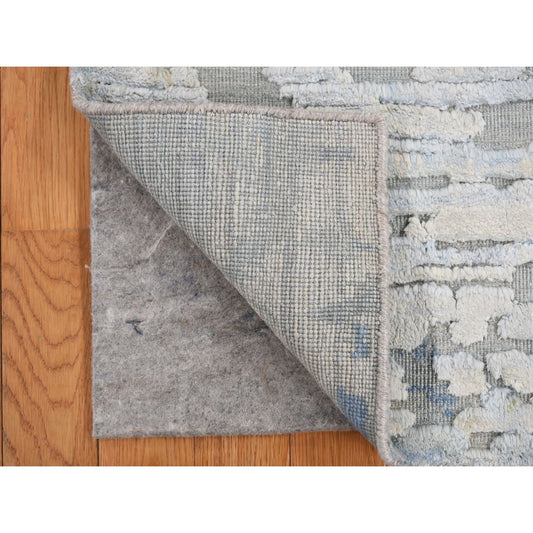Modern and Contemporary Wool & Silk Hand Knotted Rug Ivory No Border 2.0X2.0 -O078025