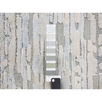Modern and Contemporary Wool & Silk Hand Knotted Rug Ivory No Border 2.0X2.0 -O078025