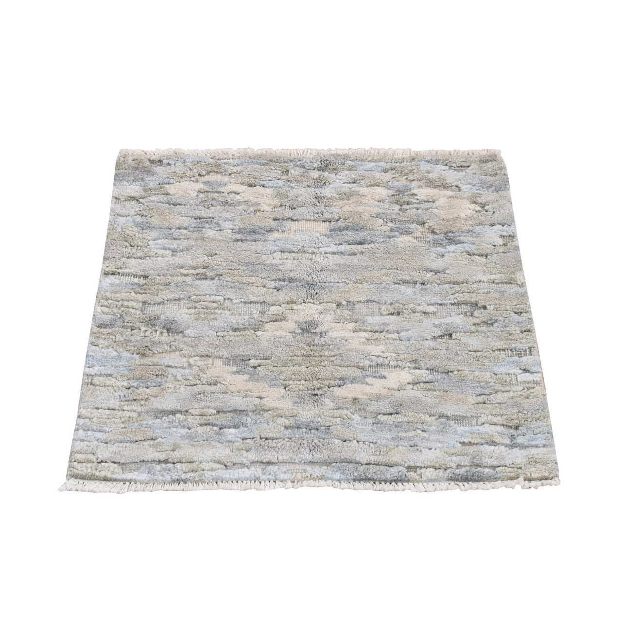 Modern and Contemporary Wool & Silk Hand Knotted Rug Green No Border 2.0X2.0 -O078026