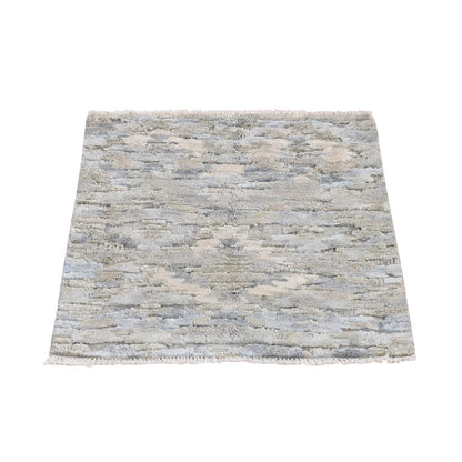 Modern and Contemporary Wool & Silk Hand Knotted Rug Green No Border 2.0X2.0 -O078026