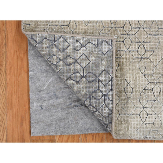 Modern and Contemporary Wool & Silk Hand Knotted Rug Beige No Border 2.0X2.3 -O078027