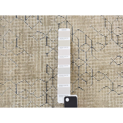 Modern and Contemporary Wool & Silk Hand Knotted Rug Beige No Border 2.0X2.3 -O078027