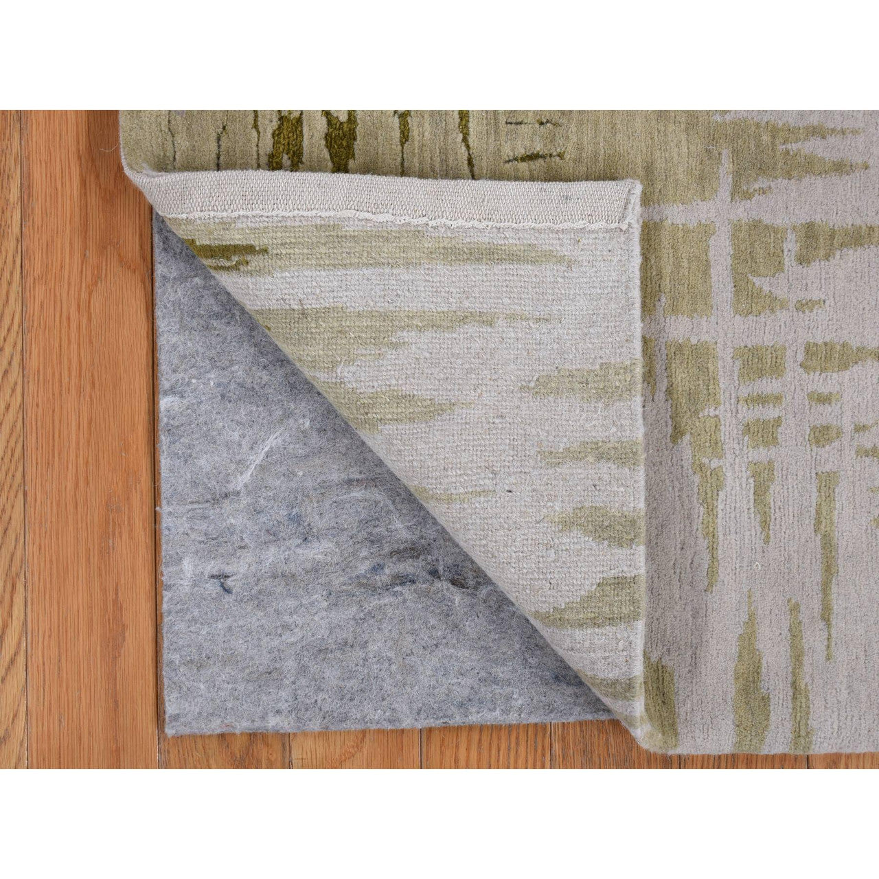 Modern and Contemporary Wool & Silk Hand Knotted Rug Green No Border 2.0X2.0 -O078028
