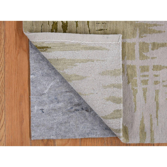 Modern and Contemporary Wool & Silk Hand Knotted Rug Green No Border 2.0X2.0 -O078028