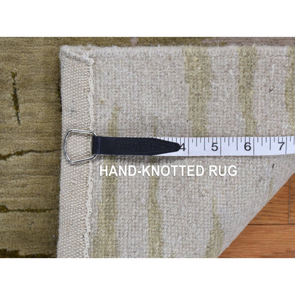 Modern and Contemporary Wool & Silk Hand Knotted Rug Green No Border 2.0X2.0 -O078028