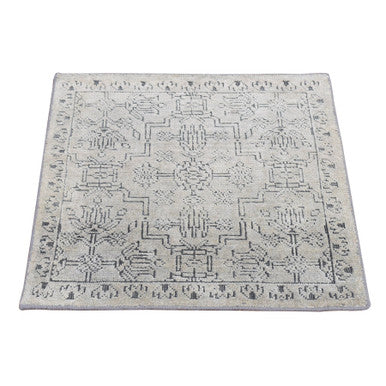 Modern and Contemporary Wool & Silk Hand Knotted Rug Grey Gray 2.0X2.1 -O078029