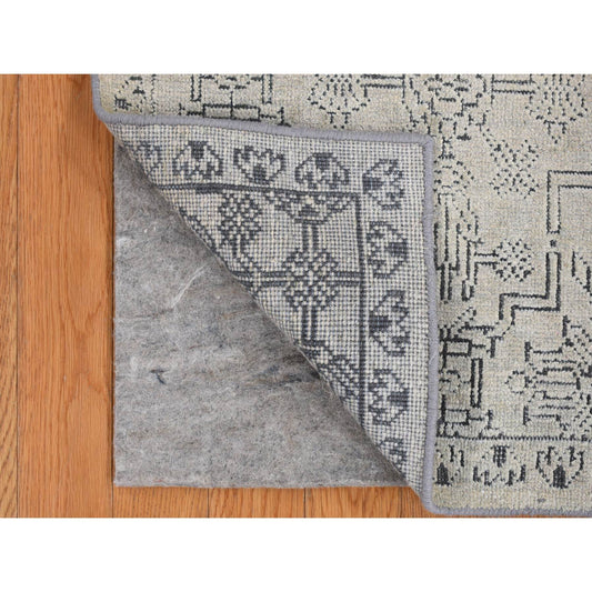 Modern and Contemporary Wool & Silk Hand Knotted Rug Grey Gray 2.0X2.1 -O078029