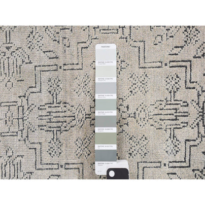 Modern and Contemporary Wool & Silk Hand Knotted Rug Grey Gray 2.0X2.1 -O078029