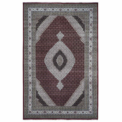 Fine Oriental Wool Hand Knotted Rug Red White 10.0X16.0 -O078032
