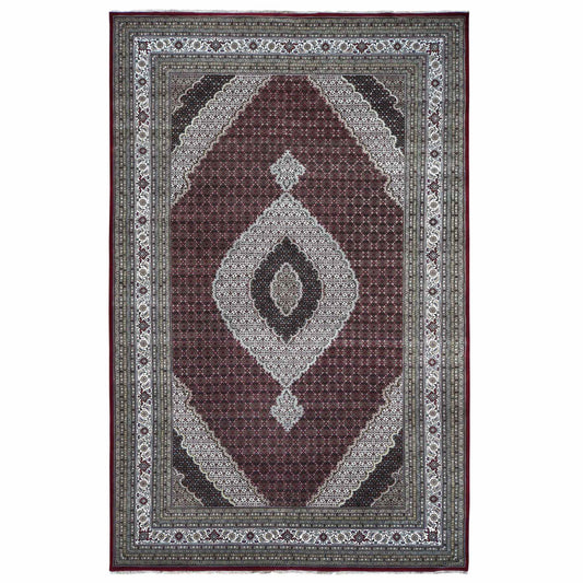 Fine Oriental Wool Hand Knotted Rug Red White 10.0X16.0 -O078032