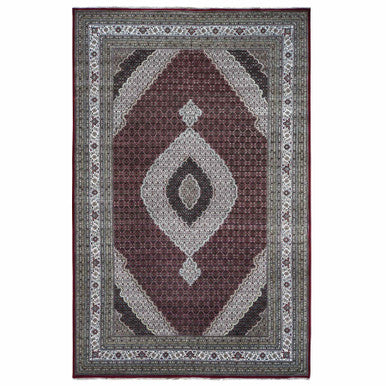 Fine Oriental Wool Hand Knotted Rug Red White 10.0X16.0 -O078032