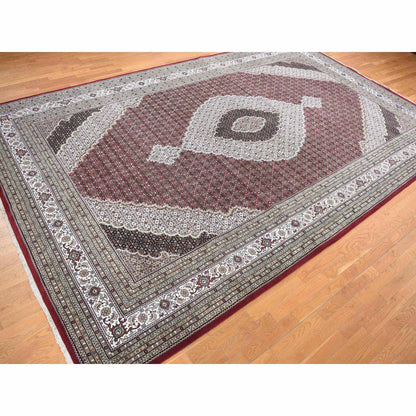 Fine Oriental Wool Hand Knotted Rug Red White 10.0X16.0 -O078032