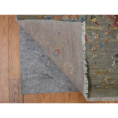 Transitional Wool & Silk Hand Knotted Rug Grey Gray 12.0X18.0 -O078033