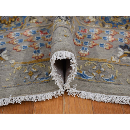 Transitional Wool & Silk Hand Knotted Rug Grey Gray 12.0X18.0 -O078033