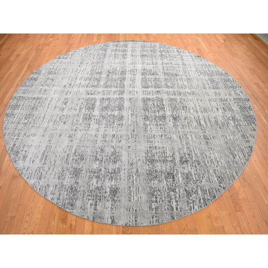 Modern and Contemporary Wool Hand Knotted Rug Grey No Border 11.10X11.10 -O078035