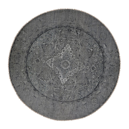Transitional Wool Hand Knotted Rug Grey Gray 12.0X12.0 -O078036