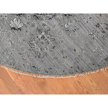 Transitional Wool Hand Knotted Rug Grey Gray 12.0X12.0 -O078036