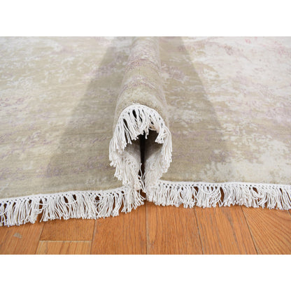 Modern and Contemporary Wool & Silk Hand Knotted Rug Grey No Border 12.0X15.4 -O078037