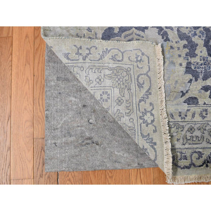 Modern and Contemporary Wool & Silk Hand Knotted Rug Grey Gray 12.0X18.0 -O078038