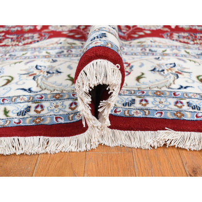 Fine Oriental Wool Hand Knotted Rug Red White 9.9X13.10 -O078039