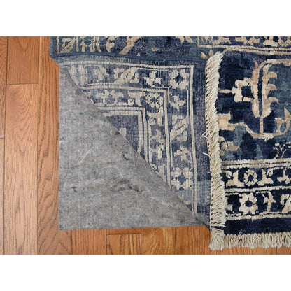 Transitional Wool & Silk Hand Knotted Rug Blue Blue 9.10X13.10 -O078040