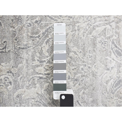 Transitional Wool & Silk Hand Knotted Rug Grey No Border 2.7X5.10 -O078042