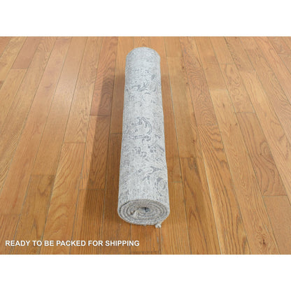 Transitional Wool & Silk Hand Knotted Rug Grey No Border 2.7X5.10 -O078042