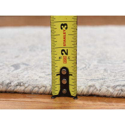 Transitional Wool & Silk Hand Knotted Rug Grey No Border 2.7X5.10 -O078042