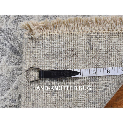 Transitional Wool & Silk Hand Knotted Rug Grey No Border 2.7X5.10 -O078042