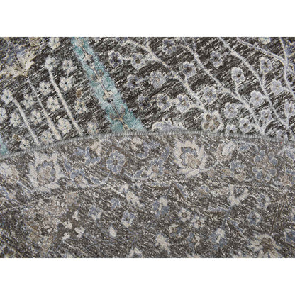 Transitional Wool & Silk Hand Knotted Rug Black Black Bean 11.9X11.9 -O078043
