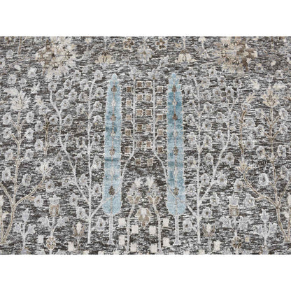 Transitional Wool & Silk Hand Knotted Rug Black Black Bean 11.9X11.9 -O078043