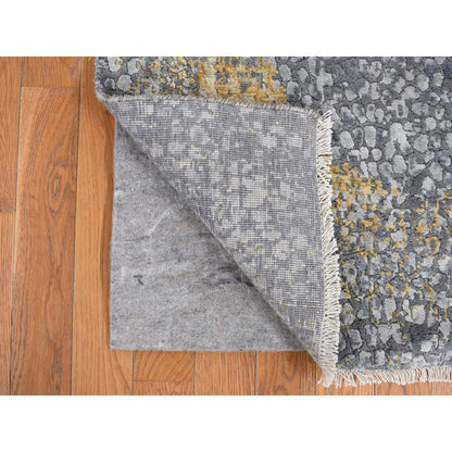 Transitional Wool & Pure Silk Hand Knotted Rug Grey No Border 2.10X6.0 -O078047