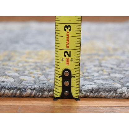 Transitional Wool & Pure Silk Hand Knotted Rug Grey No Border 2.10X6.0 -O078047