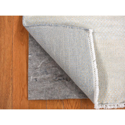 Modern and Contemporary Wool & Silk Hand Knotted Rug Ivory No Border 2.7X6.2 -O078048