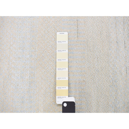 Modern and Contemporary Wool & Silk Hand Knotted Rug Ivory No Border 2.7X6.2 -O078048