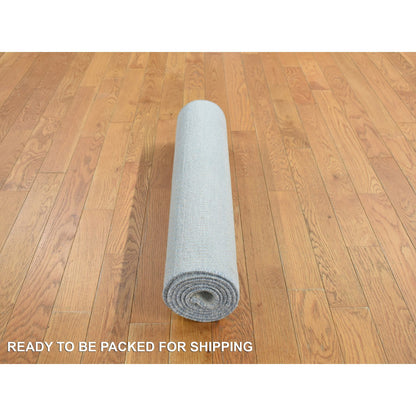 Modern and Contemporary Wool & Silk Hand Knotted Rug Ivory No Border 2.7X6.2 -O078048