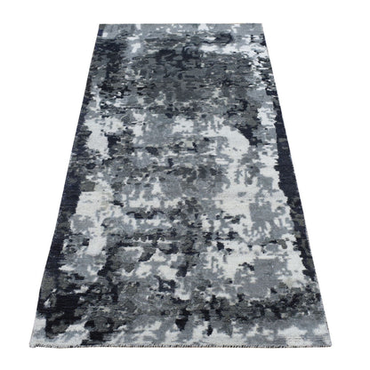 Modern and Contemporary Wool & Silk Hand Knotted Rug Grey No Border 2.7X5.9 -O078051