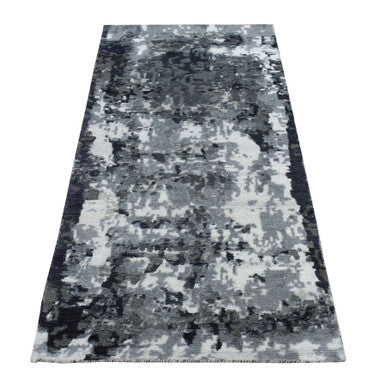 Modern and Contemporary Wool & Silk Hand Knotted Rug Grey No Border 2.7X5.9 -O078051