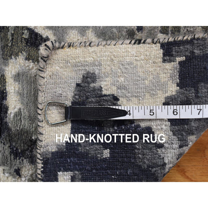Modern and Contemporary Wool & Silk Hand Knotted Rug Grey No Border 2.7X5.9 -O078051