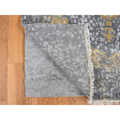 Fine Oriental Wool & Silk Hand Knotted Rug Grey No Border 3.2X10.0 -O078052