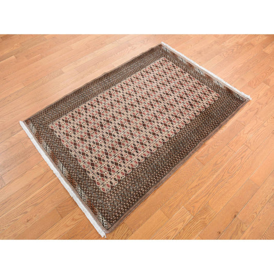 Tribal & Geometric Wool Hand Knotted Rug Brown Brown 3.5X4.10 -O078053