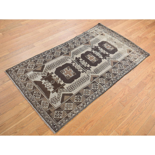 Tribal & Geometric Wool Hand Knotted Rug Brown Brown 3.2X6.1 -O078054