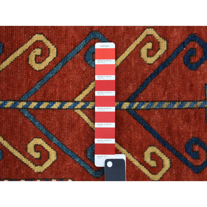 Antique Wool Hand Knotted Rug Red Denim Blue 6.10X9.3 -O078056