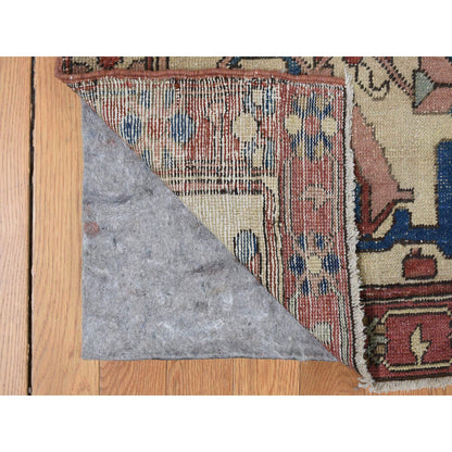 Antique Wool Hand Knotted Rug Red White 11.3X15.3 -O078057