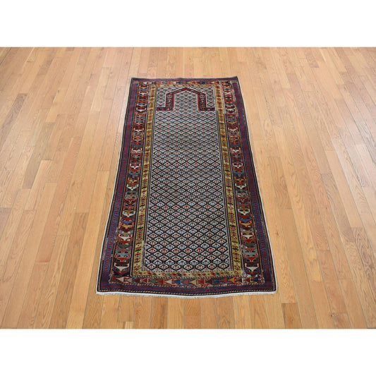 Antique Wool Hand Knotted Rug Ivory Yellow 3.1X6.0 -O078059