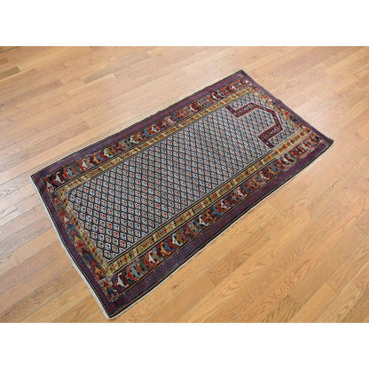 Antique Wool Hand Knotted Rug Ivory Yellow 3.1X6.0 -O078059