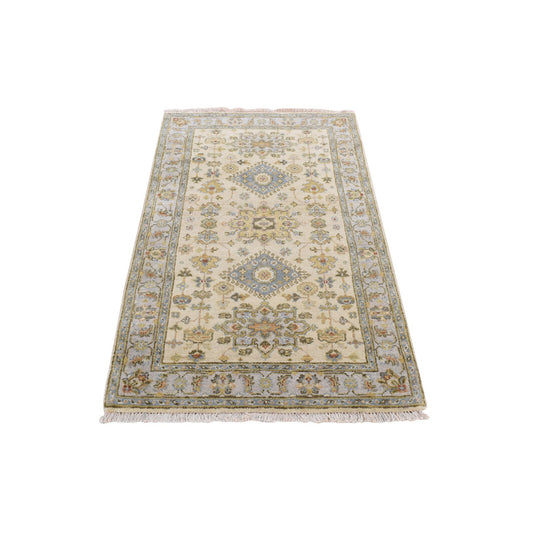 Heriz Wool Hand Knotted Rug Ivory Ice Blue 3.0X5.1 -O078062
